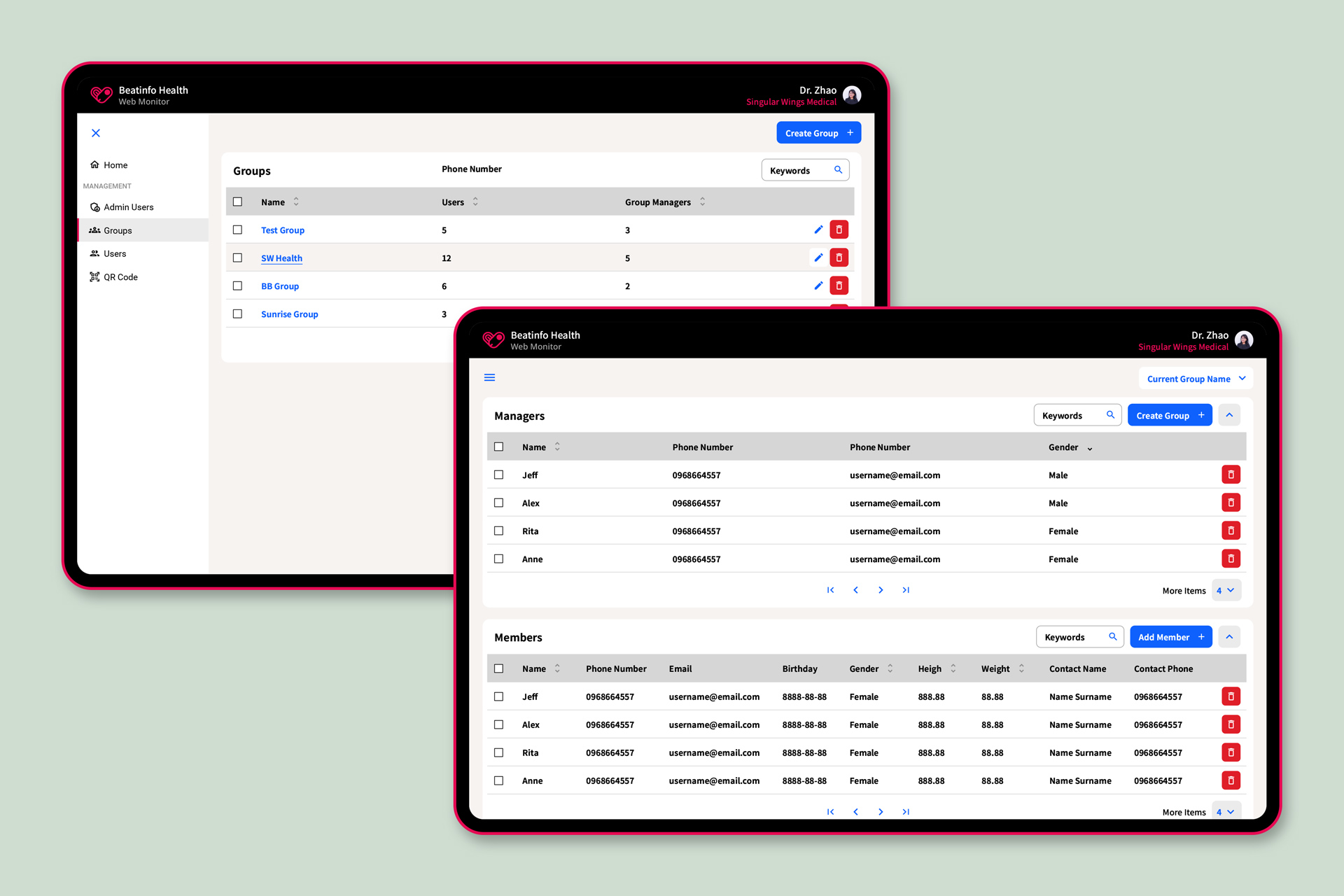 Health Web Monitor, Ui Design – Adolfo Monti